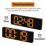 NNEDSZ 13" Orange Large Digital Big Jumbo LED Wall Desk Clock Display With Temperature Calendar