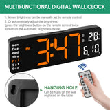 NNEDSZ 13" Orange Large Digital Big Jumbo LED Wall Desk Clock Display With Temperature Calendar