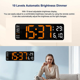 NNEDSZ 13" Orange Large Digital Big Jumbo LED Wall Desk Clock Display With Temperature Calendar