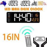 NNEDSZ 16" Orange Large Digital Big Jumbo LED Wall Desk Clock Display With Temperature Calendar