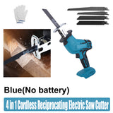 NNEDSZ Blue Cordless Electric Reciprocating Saw Cutter with Blades without battery