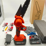 NNEDSZ 6" Mini Orange Cordless Electric Chainsaw 2X Battery-Powered Wood Cutter Rechargeable