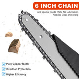 NNEDSZ 6" Mini Orange Cordless Electric Chainsaw 2X Battery-Powered Wood Cutter Rechargeable