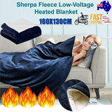 NNEDSZ Double-side Flannel Heated Electric Throw Rug Blanket Fast Heating Warm Washable BLUE