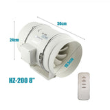 NNEDSZ 8" Inch Extractor Fan Remote Control Hydroponic Inline Exhaust Fan Industrial Vent