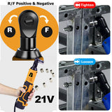 NNEDSZ 21V 3/8'' 100N.m Electric Right Angle Ratchet Wrench Charger+ 2 Battery