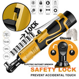 NNEDSZ 21V 3/8'' 100N.m Electric Right Angle Ratchet Wrench Charger+ 2 Battery