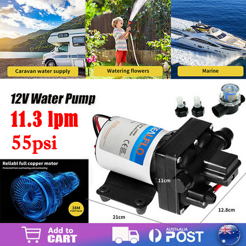 NNEDSZ 12V Caravan Water Pump High Pressure Self-priming rv Camping Boat 55PSI 11.3L/M