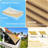 NNEDSZ Heavy Duty Waterproof Sun Shade Sail Square Rectangle 320GSM HDPE 98% UV Block