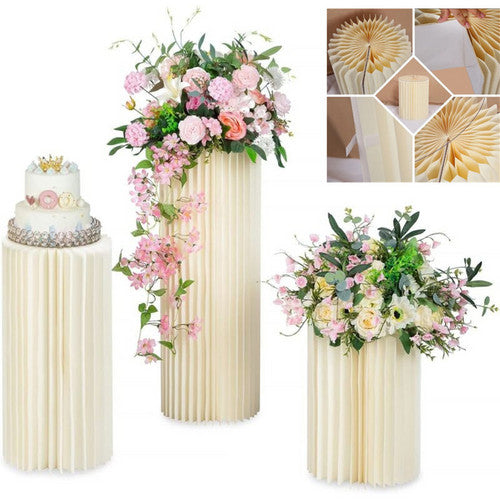 NNEDSZ 3 PCS Carboard Round Plinth Cylinder Pedestal Wedding Flower Display Stand