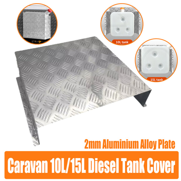 NNEDSZ 2mm Aluminium Alloy Plate Caravan Diesel Tank Cover for 10L/15L Fuel Tank Silver