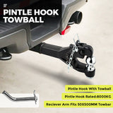 NNEDSZ 8 Ton Pintle Tow Hook Receiver Arm Hitch Towing Car Truck Heavy Duty Ball Combo