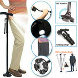 NNEDSZ Walking Stick Cane Folding Handle Adjustable fixed LED Light Aid Holder Lighting