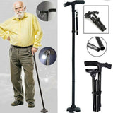 NNEDSZ Walking Stick Cane Folding Handle Adjustable fixed LED Light Aid Holder Lighting