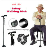 NNEDSZ Walking Stick Cane Folding Handle Adjustable fixed LED Light Aid Holder Lighting