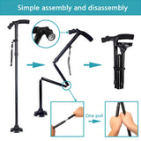 NNEDSZ Walking Stick Cane Folding Handle Adjustable fixed LED Light Aid Holder Lighting