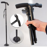 NNEDSZ Walking Stick Cane Folding Handle Adjustable fixed LED Light Aid Holder Lighting