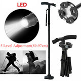 NNEDSZ Walking Stick Cane Folding Handle Adjustable fixed LED Light Aid Holder Lighting