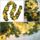 NNEDSZ 9FT Yellow Christmas Garland with LED Light Xmas Artificial Wreath Stairs Rattan Decor