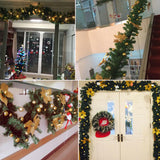 NNEDSZ 9FT Yellow Christmas Garland with LED Light Xmas Artificial Wreath Stairs Rattan Decor