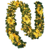 NNEDSZ 9FT Yellow Christmas Garland with LED Light Xmas Artificial Wreath Stairs Rattan Decor