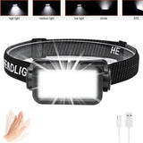 NNEDSZ BROUIT LED Motion Sensor Head Torch Headlight Rechargeable Headlamp Waterproof