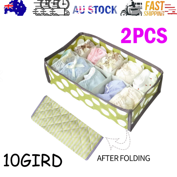 NNEDSZ 2Pcs 10 Grids Underwear Sock Panties Drawer Storage Bag Organizer Wardrobe Box