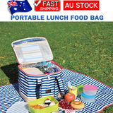 NNEDSZ Blue Insulated Picnic Bag Thermal Cooler Portable Lunch Food Tote Carry Storage Bag
