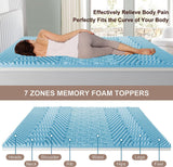 NNEDSZ 7 Zone Memory Foam Topper Mattress Toppers Cool Gel Pad Mat Medium Firm 8cm Thick 183cm x 203cm