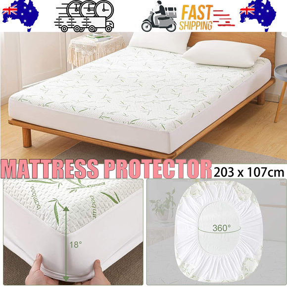 NNEDSZ Waterproof Bamboo Fully Fitted Mattress Protector King Single