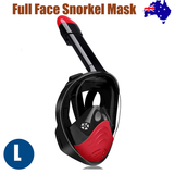 NNEDSZ Red Full Face Snorkel Mask Swimming Breath Dry Diving Goggle Scuba Glass Anti-Fog AU L