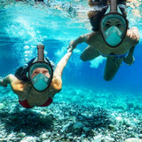 NNEDSZ Red Full Face Snorkel Mask Swimming Breath Dry Diving Goggle Scuba Glass Anti-Fog AU L