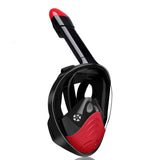 NNEDSZ Red Full Face Snorkel Mask Swimming Breath Dry Diving Goggle Scuba Glass Anti-Fog AU L
