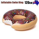 NNEDSZ Coffee Inflatable Giant Donut Raft Swim Ring Float Swimming Pool Beach Lounge Pink Coff 120CM