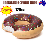 NNEDSZ 2pcs Coffee Inflatable Giant Donut Raft Swim Ring Float Swimming Pool Beach Lounge Pink Coff 120CM