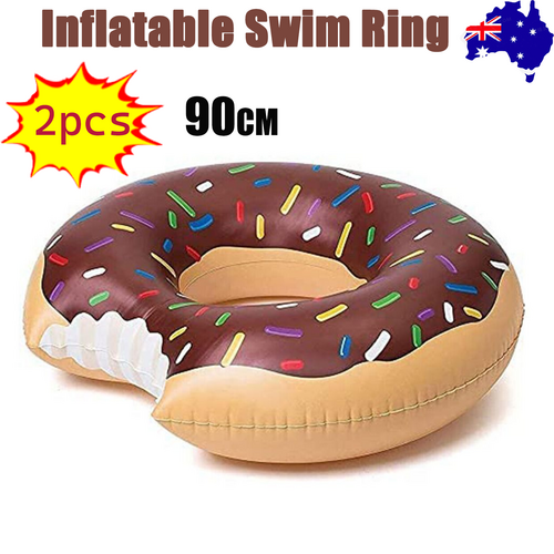 NNEDSZ 2pcs Coffee Inflatable Giant Donut Raft Swim Ring Float Swimming Pool Beach Lounge Pink Coff 90CM