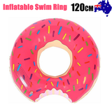 NNEDSZ Pink Inflatable Giant Donut Raft Swim Ring Float Swimming Pool Beach Lounge Pink Coff 120CM