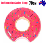 NNEDSZ Pink Inflatable Giant Donut Raft Swim Ring Float Swimming Pool Beach Lounge Pink Coff 70CM
