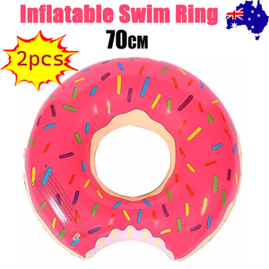 NNEDSZ 2pcs Pink Inflatable Giant Donut Raft Swim Ring Float Swimming Pool Beach Lounge Pink Coff 70CM