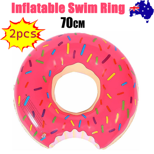 NNEDSZ 2pcs Pink Inflatable Giant Donut Raft Swim Ring Float Swimming Pool Beach Lounge Pink Coff 70CM