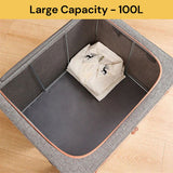 NNEDSZ Foldable Storage Box Crushed Steel Frame Clothes Quilt Toys Organizer 100L Random color