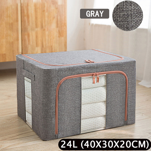 NNEDSZ Foldable Storage Box Crushed Steel Frame Clothes Quilt Toys Organizer 24L