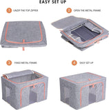 NNEDSZ Foldable Storage Box Crushed Steel Frame Clothes Quilt Toys Organizer 24L