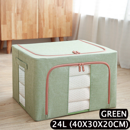 NNEDSZ Foldable Storage Box Crushed Steel Frame Clothes Quilt Toys Organizer 24L