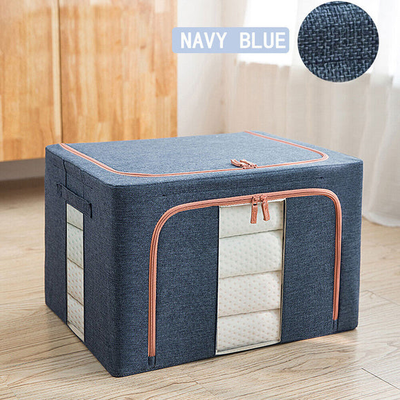NNEDSZ Foldable Storage Box Crushed Steel Frame Clothes Quilt Toys Organizer 24L