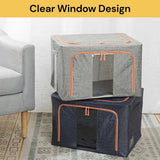 NNEDSZ Foldable Storage Box Crushed Steel Frame Clothes Quilt Toys Organizer 60L  Random color