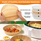 NNEDSZ 50PCS Round Brown Box Air Fryer Disposable Paper Liner Non-Stick Pan Parchment Baking Paper