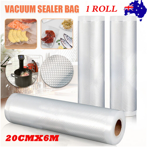 NNEDSZ 1 Roll VACUUM FOOD SEALER BAGS SAVER SEAL ROLLS STORAGE COMMERCIAL HEAT GRADE 20CMX6M