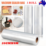 NNEDSZ 1 Roll VACUUM FOOD SEALER BAGS SAVER SEAL ROLLS STORAGE COMMERCIAL HEAT GRADE 20CMX6M