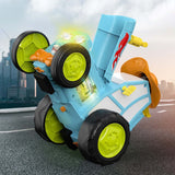 NNEDSZ Blue 360 Rotating Crazy Jumping Car with Light Music Remote Control RC Stunt Car AU